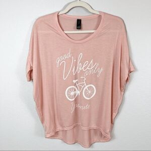 Good Vibes Only Yosemite Soft Peach Graphic High Low Hem Tee Size Small